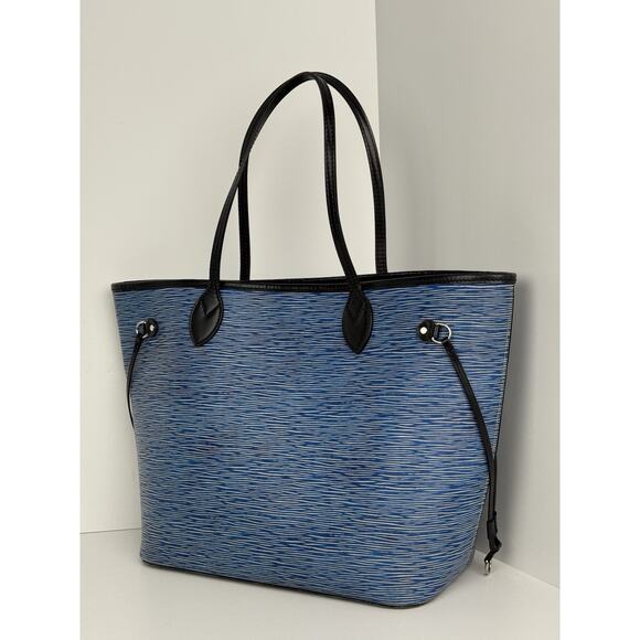 Louis Vuitton Epi Leather Neverfull MM Denim Blue with Silver Hardware - Picture 1 of 15